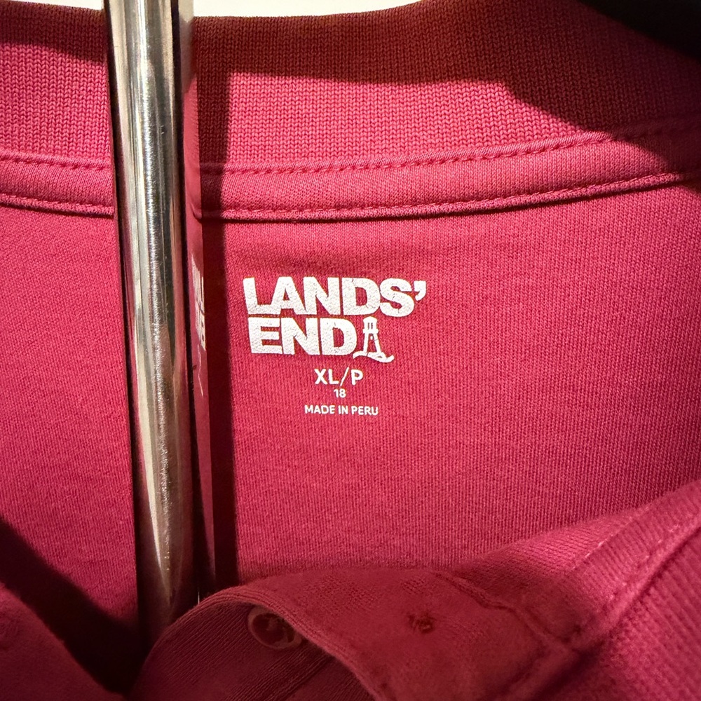 Lands’ End Red/Pink Collared Shirt – Size XL/P - Picture 5 of 8
